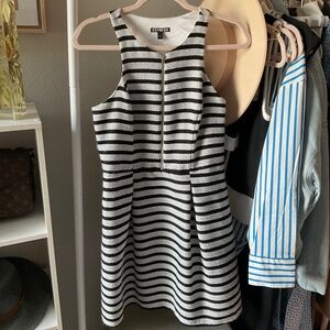 Black and White Striped Linen Dress